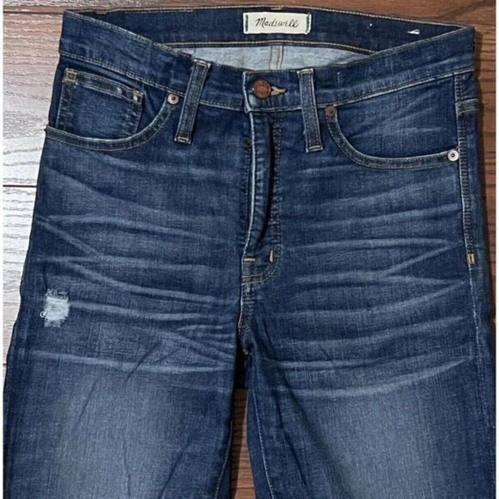Madewell Skinny Jeans Women 26 Blue Excellent Distressed High Rise Raw Hem - Picture 4 of 9
